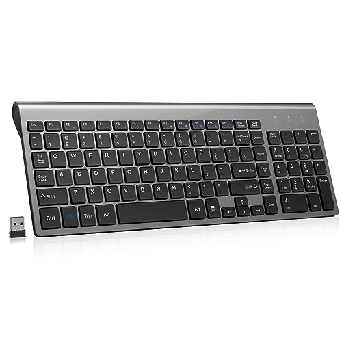 cimetech Wireless Keyboard, EasyTyping Compact Full Size Wireless Computer Keyboard 2.4G Ultra-Thin Sleek Design for Windows, Computer, Desktop, PC, Notebook, Laptop, Mac - Grey