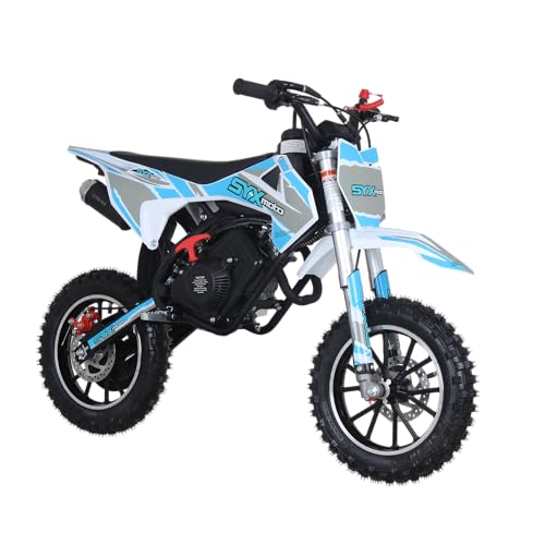 SYX MOTO 58CC Dirt Bike for Kids, Off Road Mini Bike Pit Bike with 4-Stroke Gas Powered Real Motorcycle Engine, Automatic Transmission and Pull Start, Up to 22 Mph, EPA Approved(GREENWHITE)