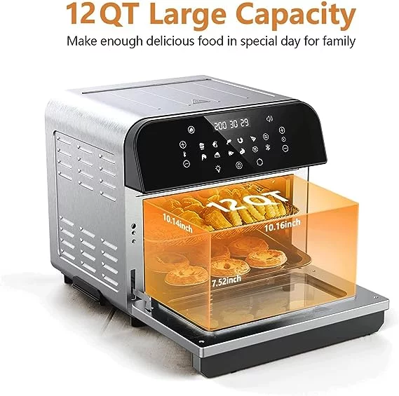 Open Box Whall Air Fryer Oven 12QT 12-in-1 Air Fryer Convection Oven NSE1201 - Silver