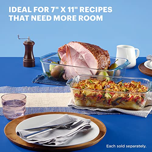 Pyrex Deep Glass Baking Dish with Plastic Lid, Deep Casserole Dish, Glass Food Container, Oven, Freezer and Microwave Safe, Clear Container, 8x8