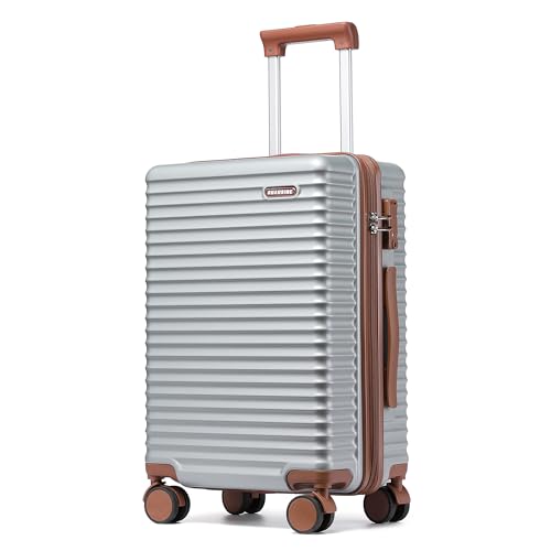 20-Inch Carry on Luggage,Carry-on Suitcase with Spinner Wheels and TSA Lock, 22x14x9 Airline Approved,Hardside Lightweight Travel Carry-on Luggage,Small Rolling Luggage (Beige, 20 Inch)