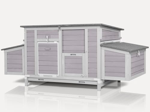 Large Chicken Coop - Unique Folding Design for Easy to Set Up - Chicken House for Outdoor with Two Nesting Box, Leakproof Pull-on Tray, and UV-Resistant Roof Panel