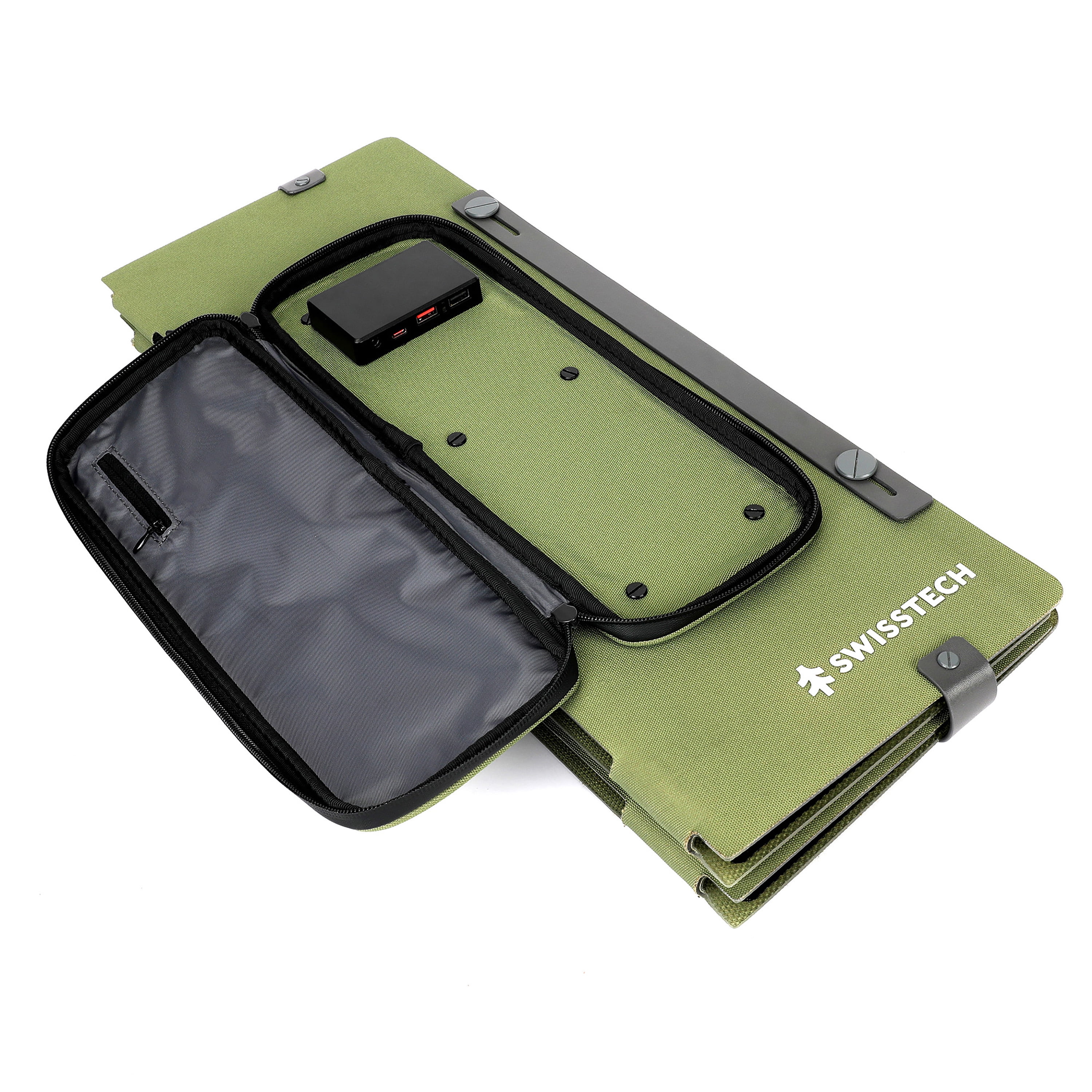 Swiss Tech 60W Foldable Solar Panel, USB-A and USB-C, Phone Charger, Waterproof, Emergency, Solar Panel Only