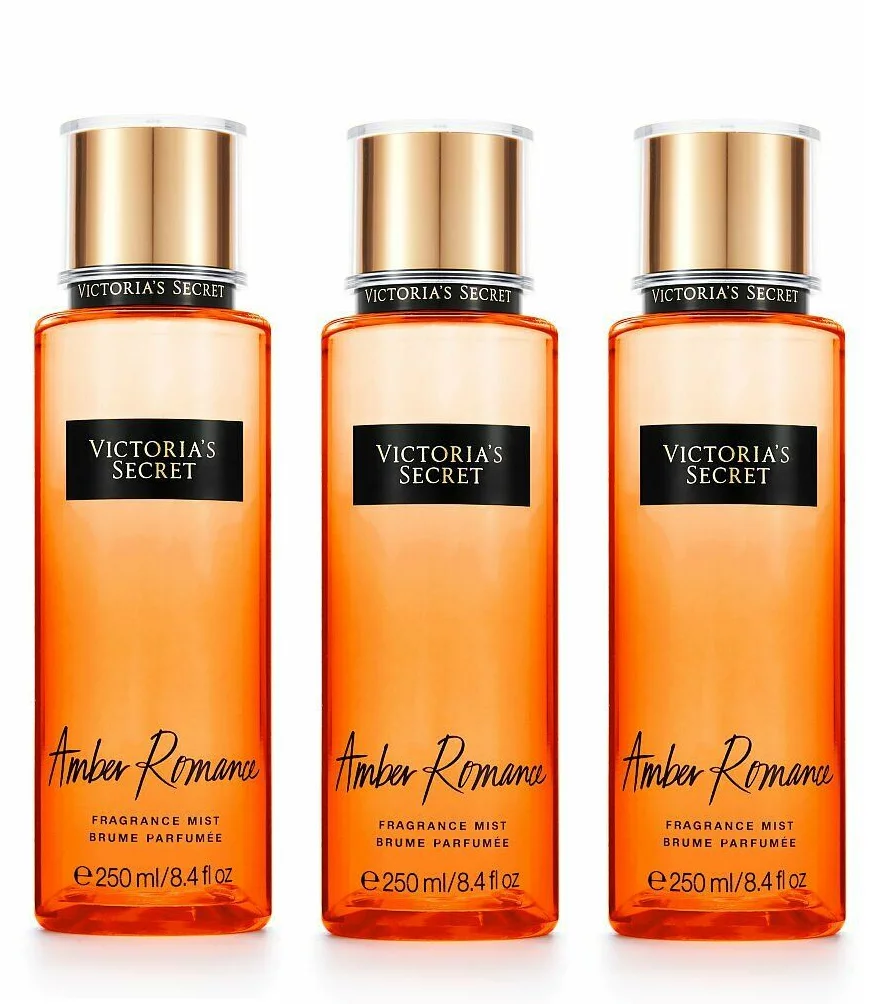 Victoria's Secret Amber Romance Body Mist Spray For Women,  8.4 oz (PACK 3)