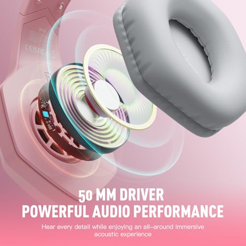 EKSA E1000 Gaming Headset, Computer Headphones with Noise Canceling Mic & RGB Light, 7.1 Surround Sound, Compatible with PC, PS4 PS5 Console, Laptop (Blue)