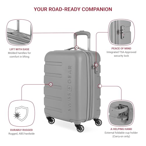 SwissGear 7366 Hardside Expandable Luggage with Spinner Wheels, White, Carry-On 19-Inch