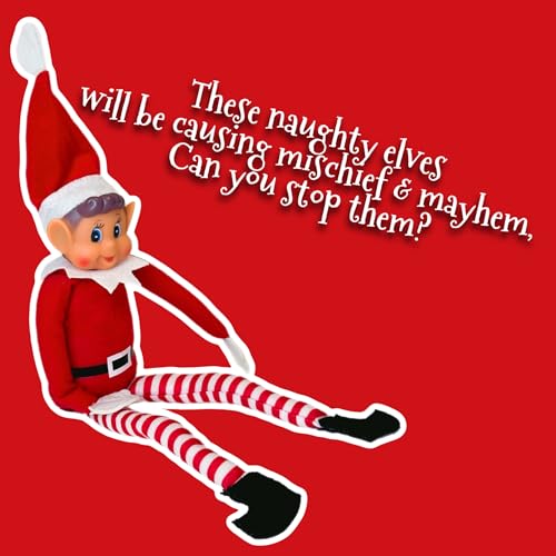 Elfie (Boy) and Elvie (Girl) Set Fun and Playful Elves Behavin' Badly Figure with Soft Body and Vinyl Face-Set of 2, Red