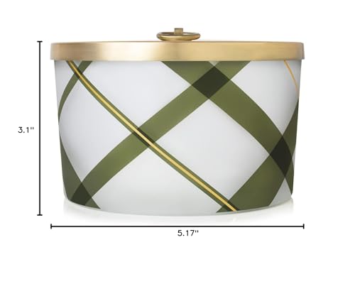 Thymes Frasier Fir Candle – Frosted Plaid Jar Candles – Green & White Candle Jar Design – Scented Candles with Notes of Siberian Fir, Cedarwood & Sandalwood – Holiday Candles (6.5 oz)