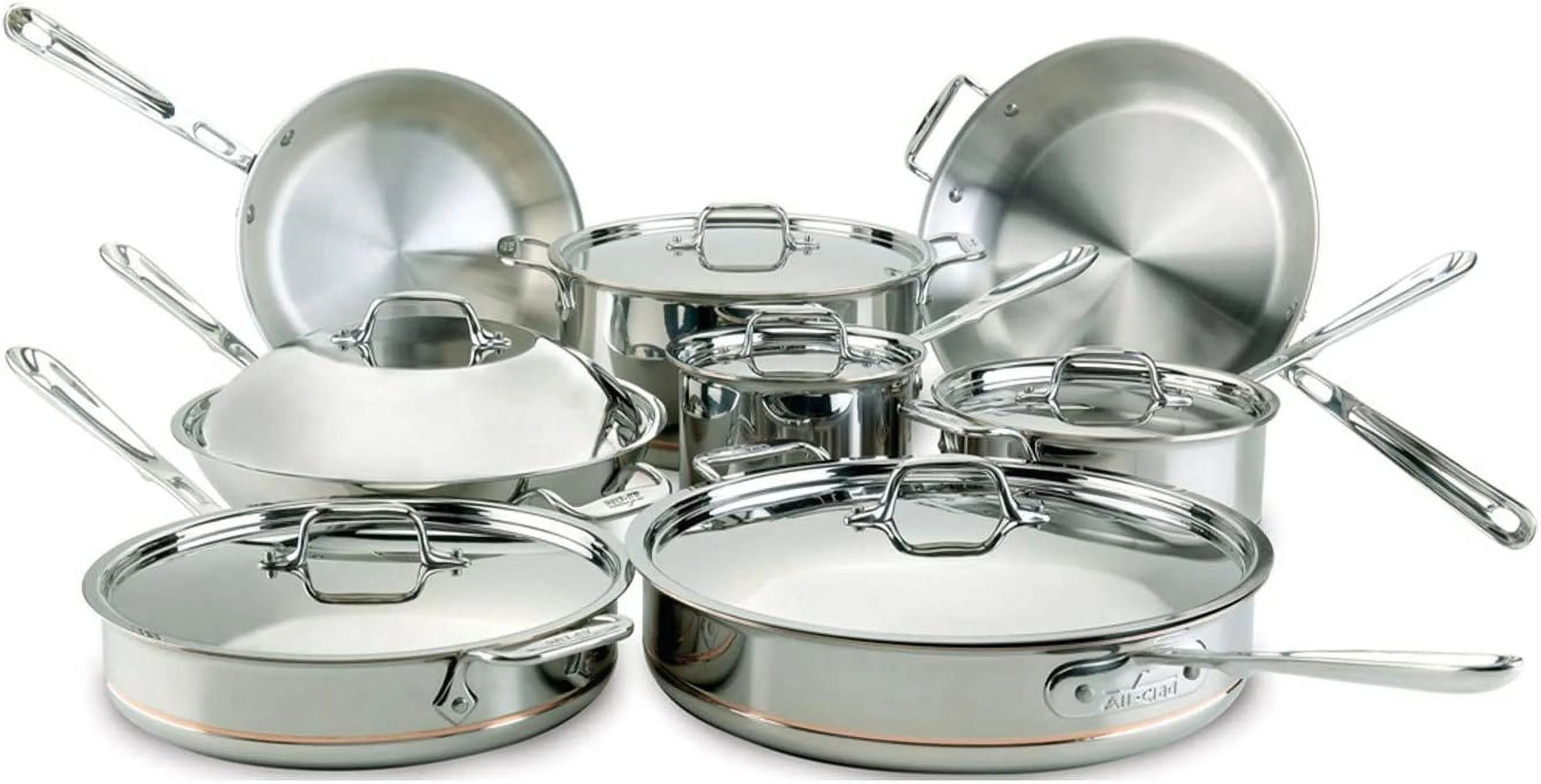 Excellent en Copper Core 5-Ply Stainless Steel Cookware Set 14 Piece Induction Oven Broil Safe 600F Pots and Pans
