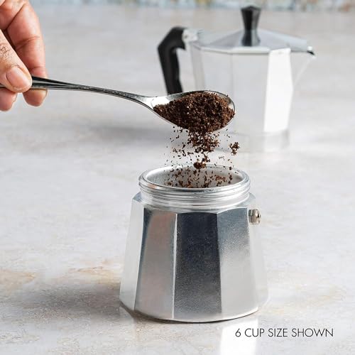 WOLEN Moka Pot Coffee Pots And Stovetop Espresso Maker,Italian Coffee Maker,Greca Coffee Maker, Cafeteras,Silver (3 Cup)
