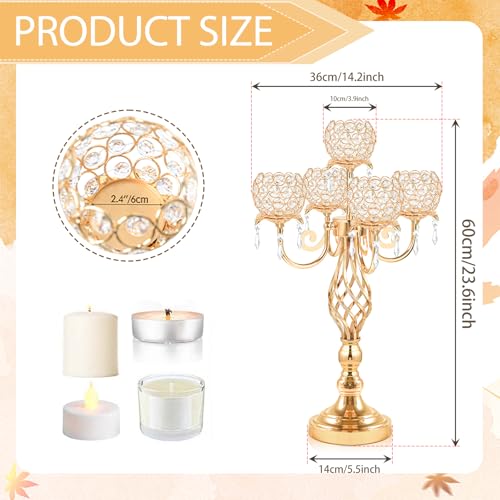 5-Arm Crystal Candelabra Centerpiece 23.2