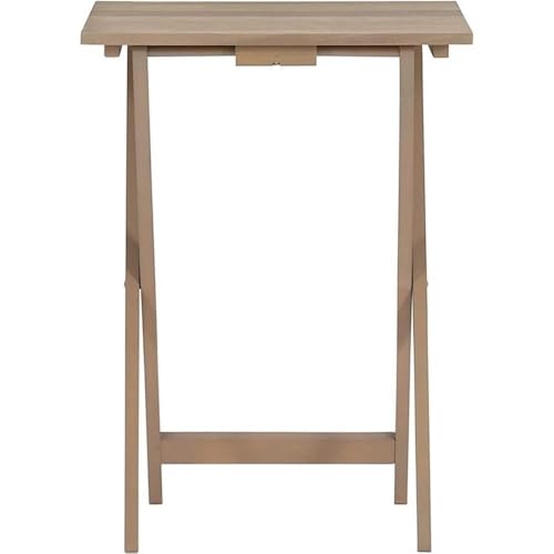 5 Piece Set Faux Marble TV Tray Table Stand in Brown, 4 Tray Tables & 1 Stand