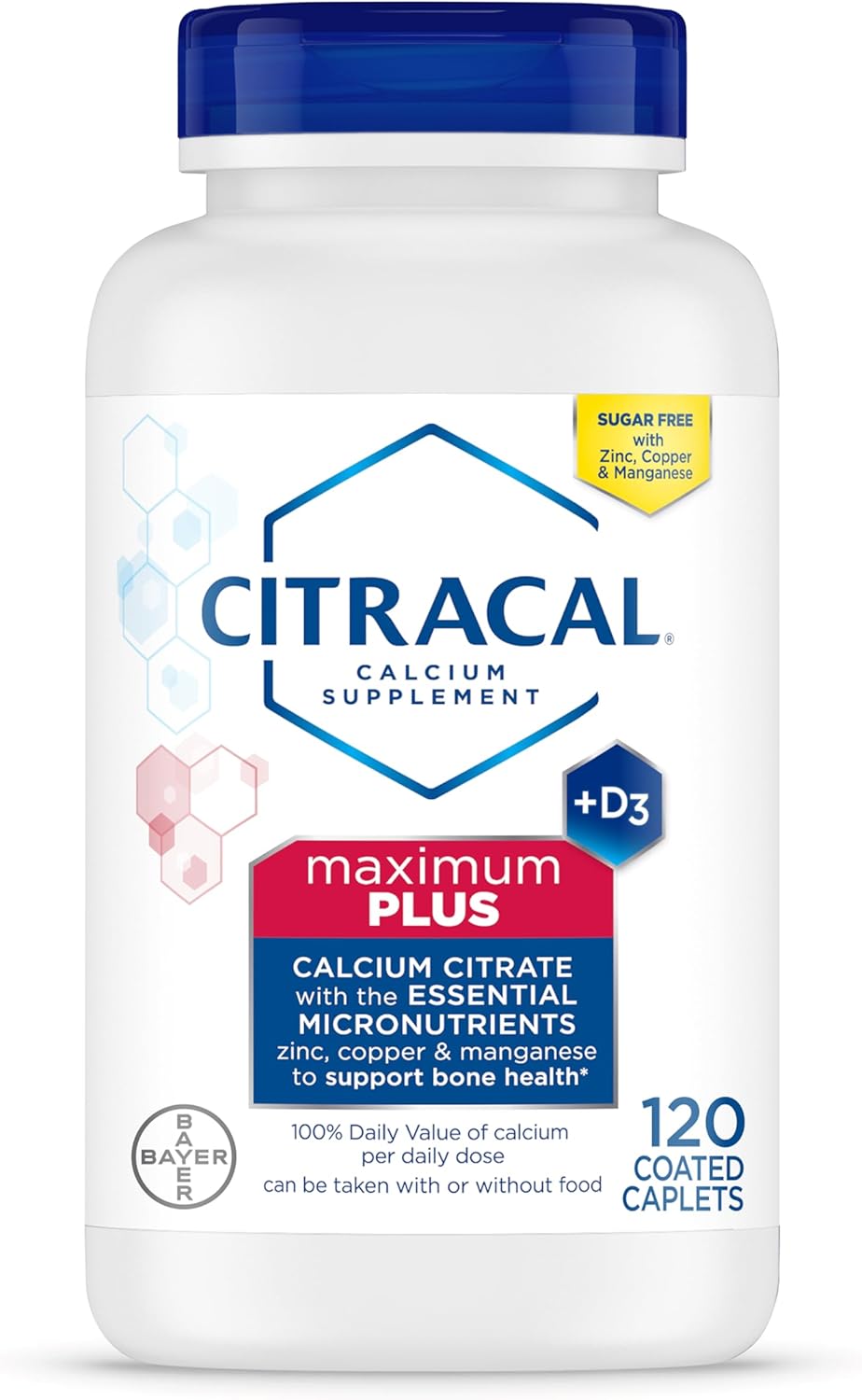 Citracal Maximum Plus, 650 mg Calcium Citrate, easily absorbed and highly soluble with 25 mcg (1000 IU) Vitamin D3, Bone Health Support, Calcium Supplement for Ages 12+, 120 Count