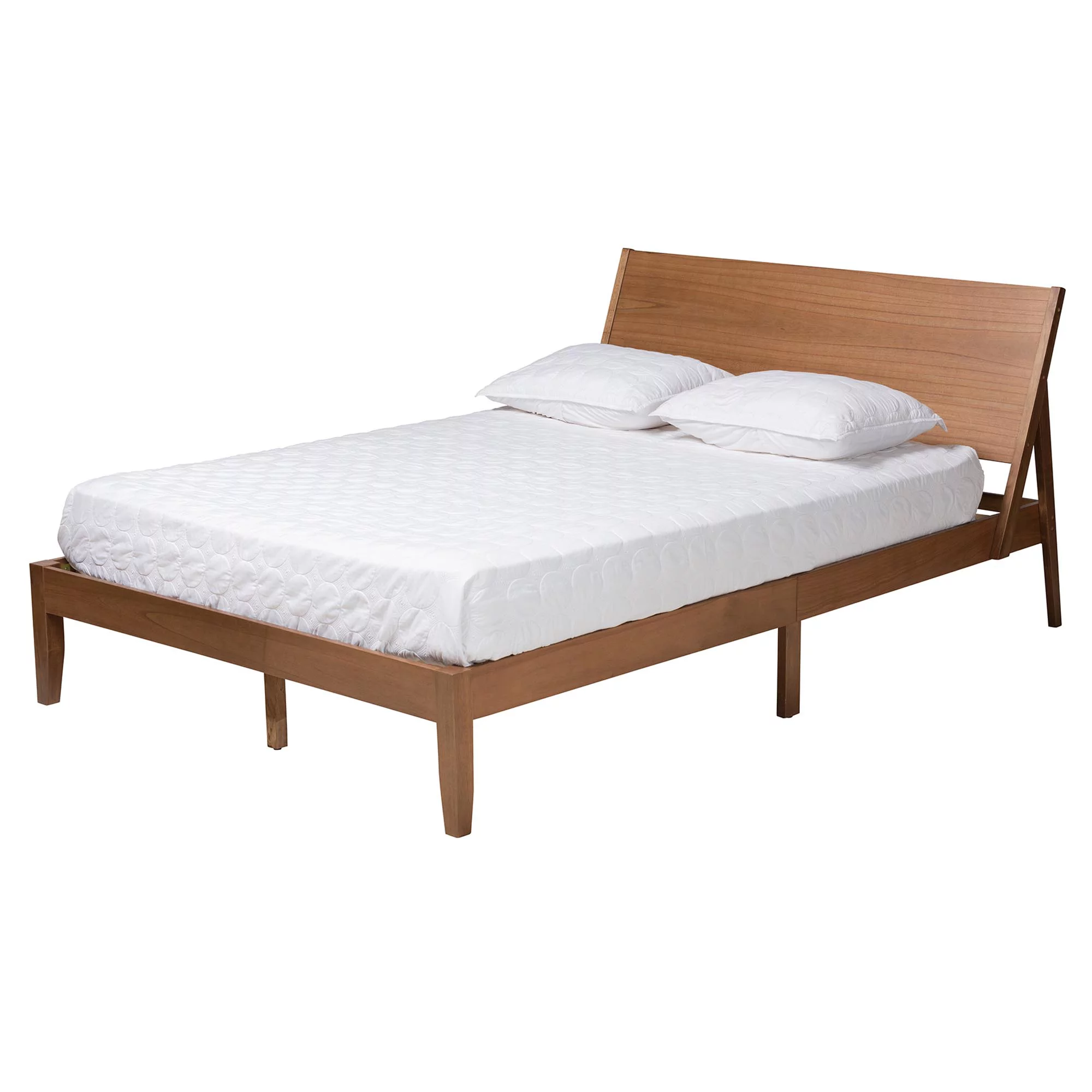 Baxton Studio Eileen Mid-Century Transitional Walnut Brown Finished Wood Queen Size Platform Bed