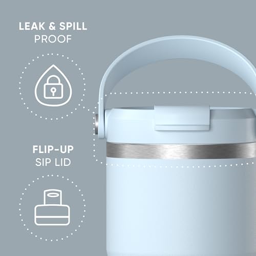 Hydrapeak Nomad 24 oz Tumbler with Handle and Straw Lid, Leakproof, Double Insulated, 24oz Cup Stainless Steel (Blush)