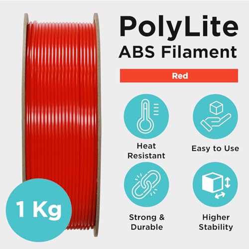 Polymaker ABS Filament 1.75mm Black, ABS 3D Printer Filament 1.75mm Heat Resistant 1kg - PolyLite ABS 3D Printing Filament 1.75mm, Strong & Durable, Dimensional Accuracy +/- 0.03mm