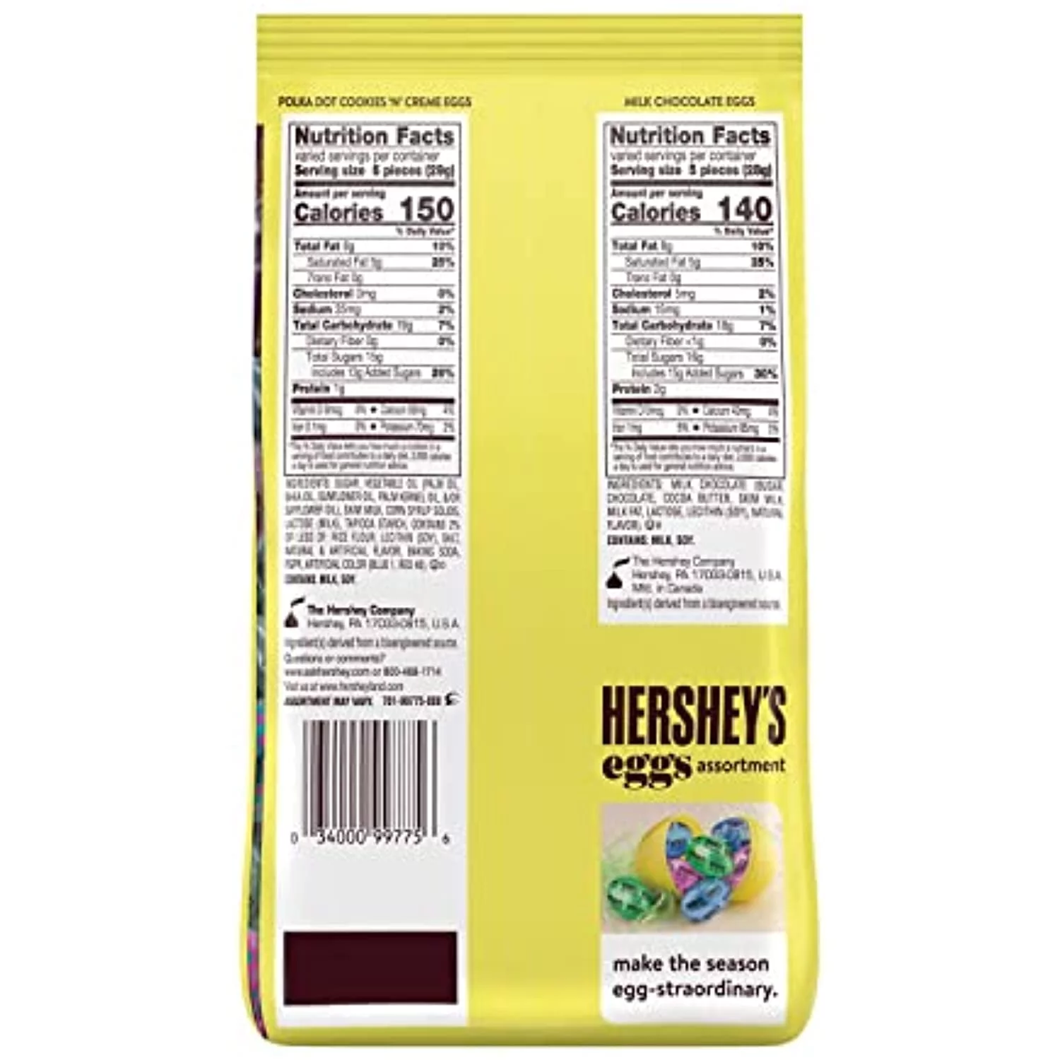 Hersheys Chocolate And White Creme Eggs Assortment Candy, Easter, 28.18 Oz Variety Bag (150 Pieces)