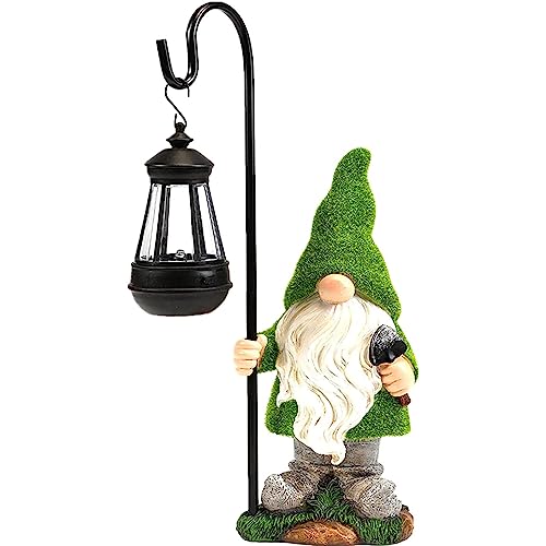 Solar Garden Gnomes Outdoor Statues-11.8‘’Outdoor Garden Decor-LED Outdoor Decor Light-Unique Housewarming Gifts Yard Art Sculptures for Patio Lawn Ornaments