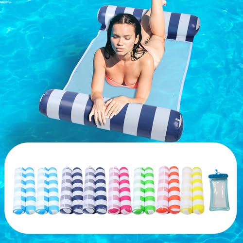 8 Pack Pool Hammock Upgrated Water Pool Floats, 4-in-1 (Hammock, Saddle, Lounge Chair, Drifter) Multi-Purpose Water Pool Float, Non-Stick PVC Material