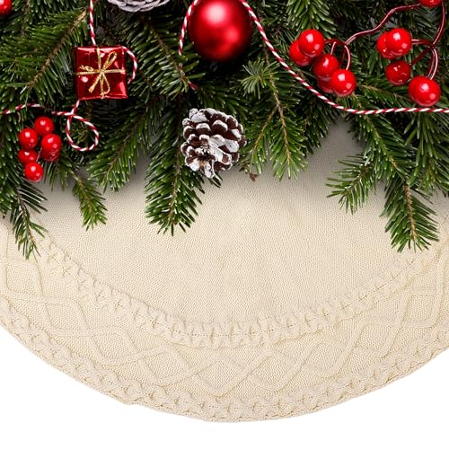 Mr. Pen- Christmas Tree Skirt 48 inches, Knitted Christmas Skirt Tree, Xmas Tree Skirt