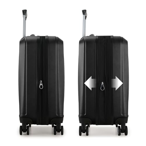 Elite Luggage Expandable Hardside Spinner Luggage, Black, 21