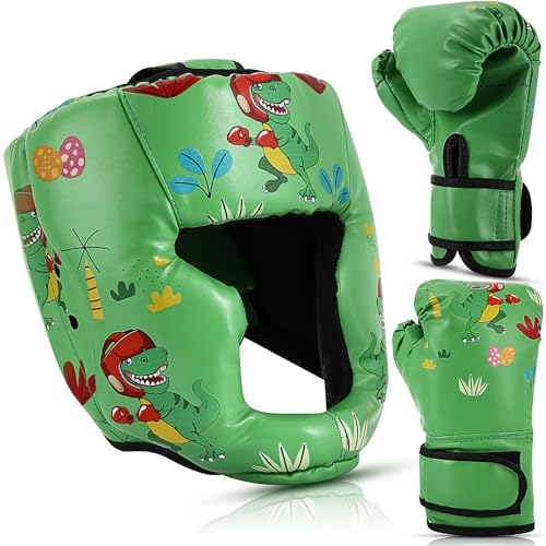 Boxing Headgear and Gloves Set for Kids 6oz Boxing Gloves and Wrestling Headgear Sparring Equipment for Boxing Kickboxing Muay Thai BJJ Karate Training