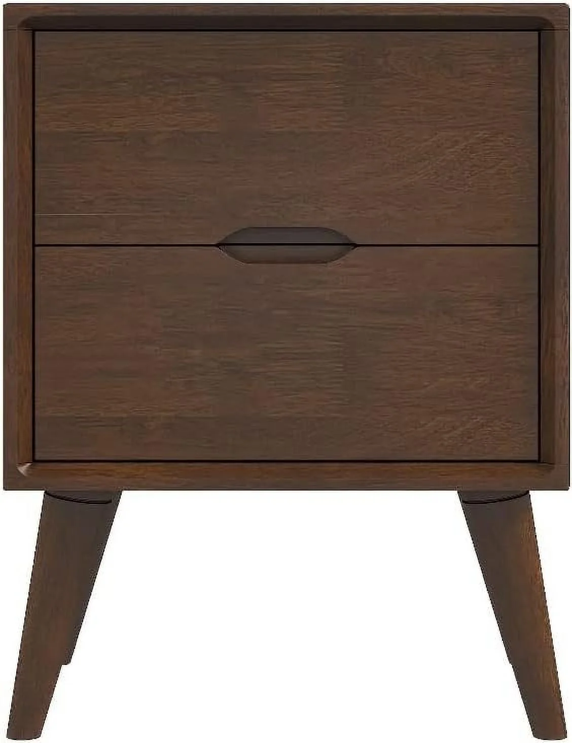 TJUNBOLIFE Edie Mid-Century Modern Solid Wood 2-Drawer Night Stand    Bedroom  Nightstand  Bedside Modern End Table  27.5''H  in Walnut Brown