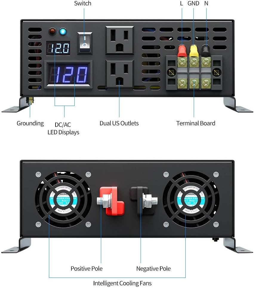 WZRELB Strong Driving Capacity 2500W 24VDC to 120VAC Pure Sine Wave Inverter Power Converter (RBP250024B1)