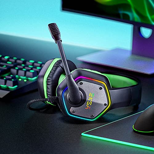 EKSA E1000 Gaming Headset, Computer Headphones with Noise Canceling Mic & RGB Light, 7.1 Surround Sound, Compatible with PC, PS4 PS5 Console, Laptop (Blue)