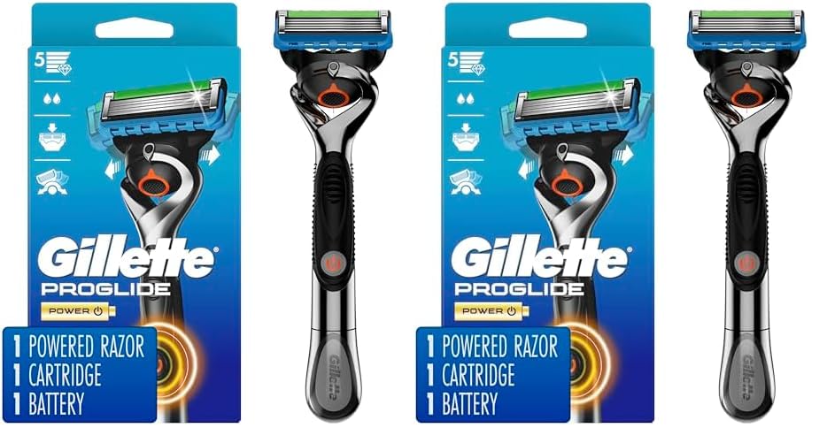 Gillette ProGlide Power Razor for Men, 1 Gillette Power Razor Handle + 1 Blade Refill