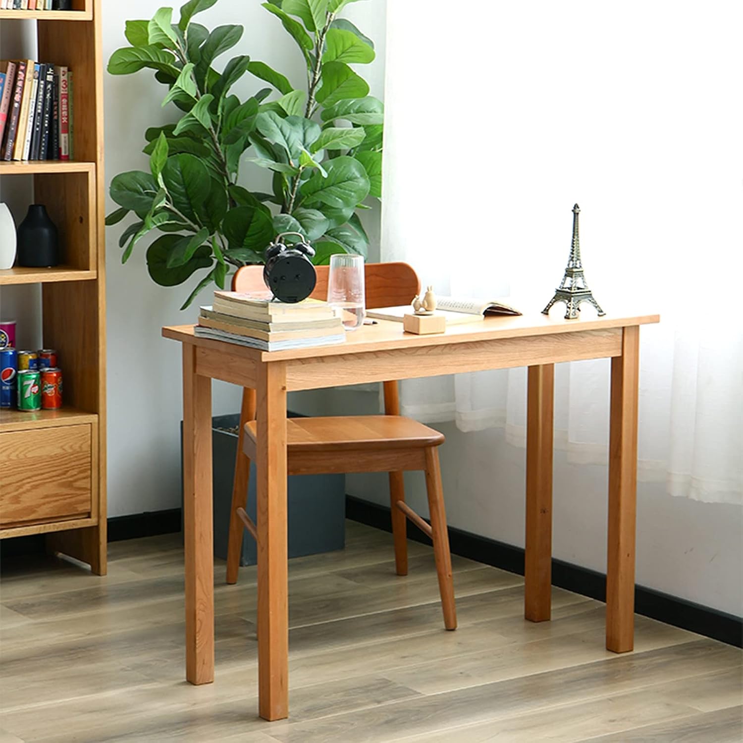 Computer Desk Home Narrow Wooden Desk 1.0/1.2/1.4 Meters Window Table Stable Writing Study Desk Simple Square Leg Cherry Wood Desk, Easy to Install Home Office Desks Pc Table ()