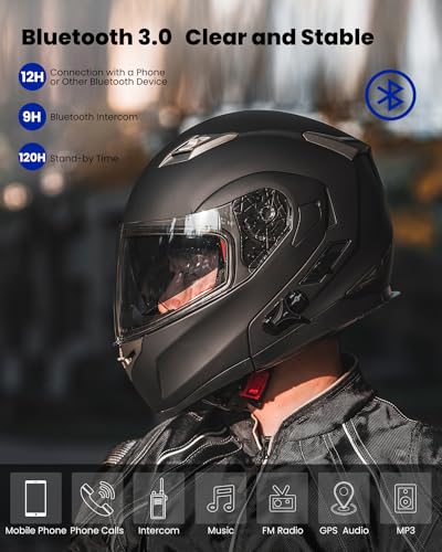 ILM Bluetooth Integrated Modular Flip up Full Face Motorcycle Helmet Sun Shield Mp3 Intercom Model 953/953 PRO