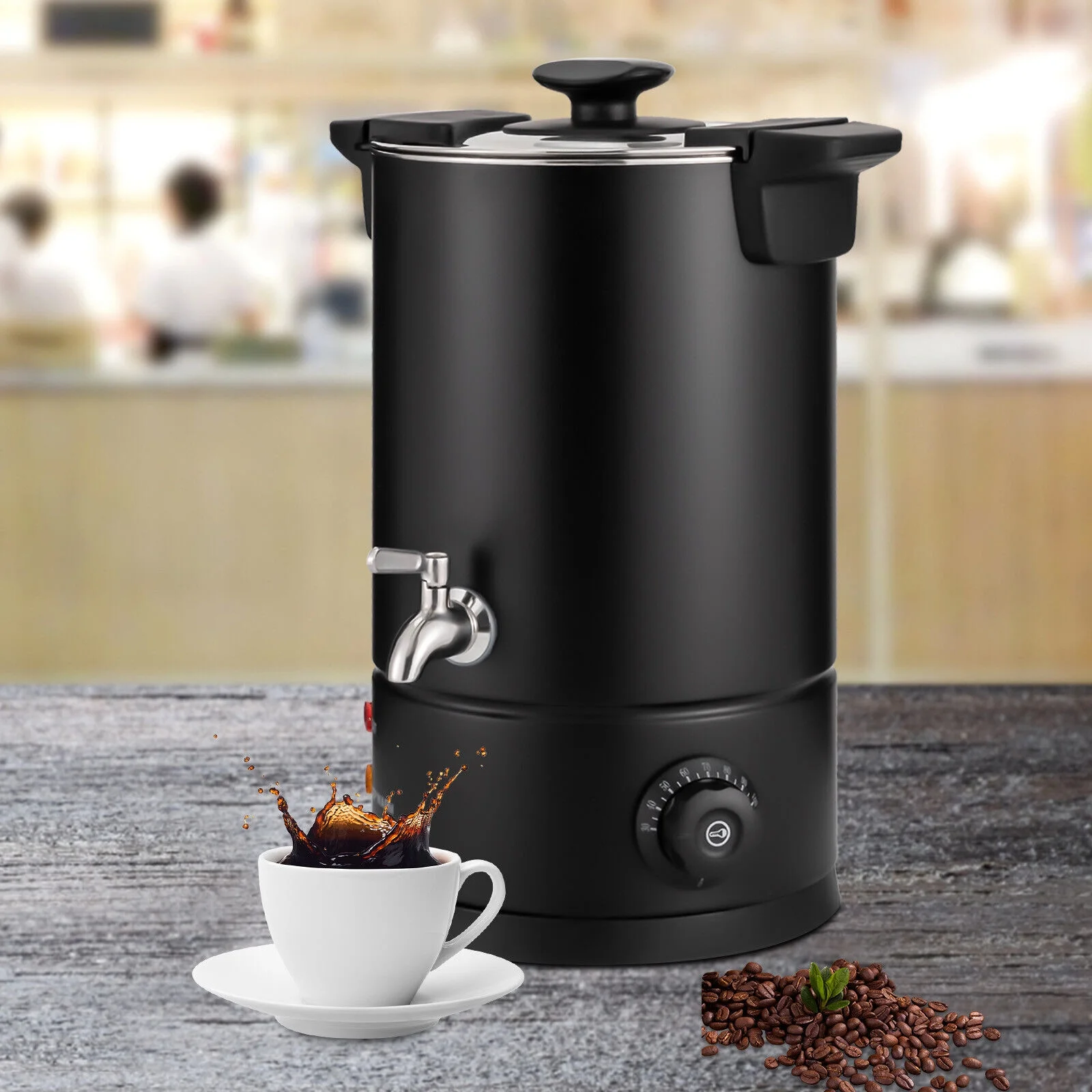 ZhdnBhnos 8L 1KW Commercial Coffee Urn Stainless Steel Coffee Maker Water Urn Tea Brewer Office Hot Drink Dispenser