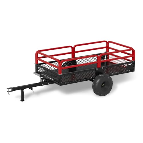 ATV Trailer Steel Dump Cart, Heavy Duty Carts with Wheels 1500lbs 15 cu. ft Capacity Utility Trailer Yard Garden Trailer W/Support feet & Removable Sides for Tractors, ATV, UTV, Lawn Mowers