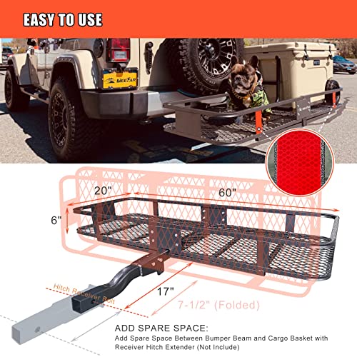 MeeFar Folding Hitch Mount Cargo Carrier Basket 60