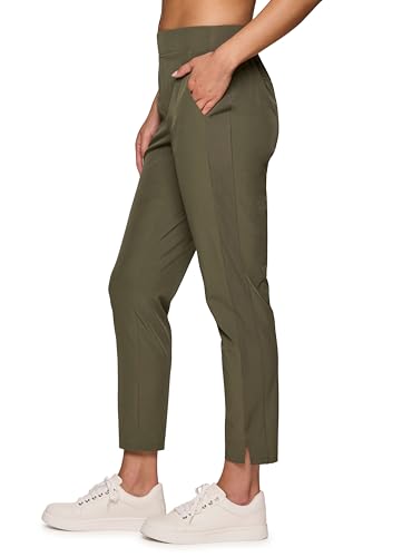 RBX Women's Stretch Woven Ankle Pant, Lightweight, Quick Drying, Flat-Front Straight Leg Pants with Pockets