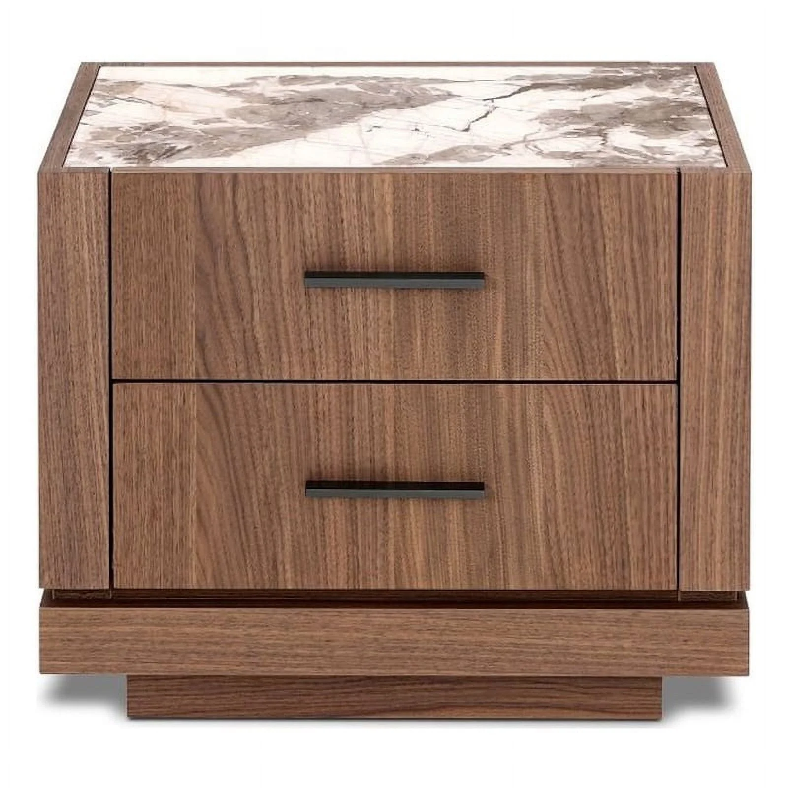 Modrest Nova Domus Bailey 2-Drawer Engineered Wood Nightstand in Walnut