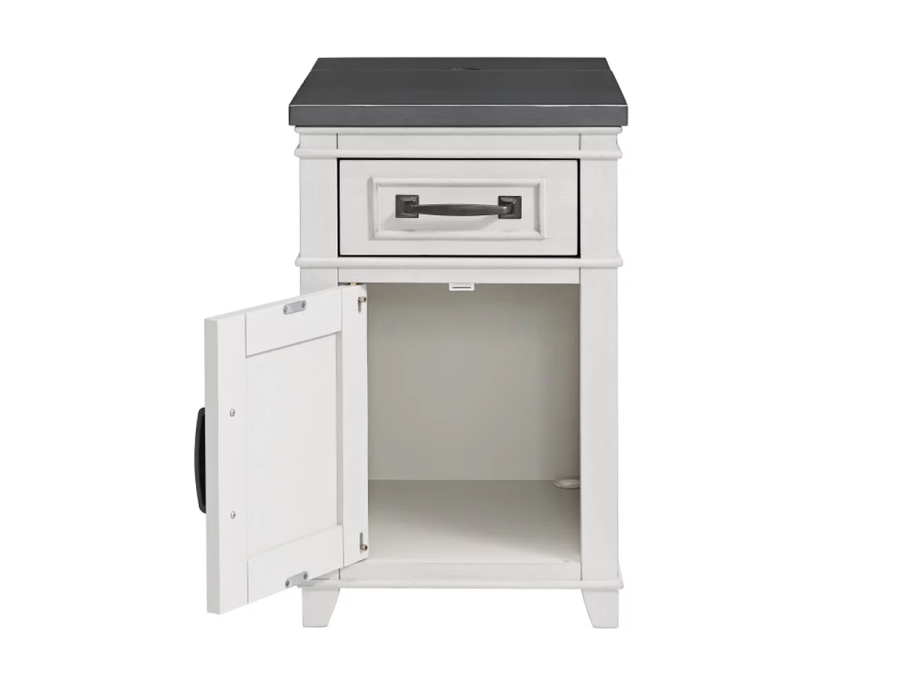 Martin Svensson Home Del Mar Chairside Table with Power, Antique White and Grey