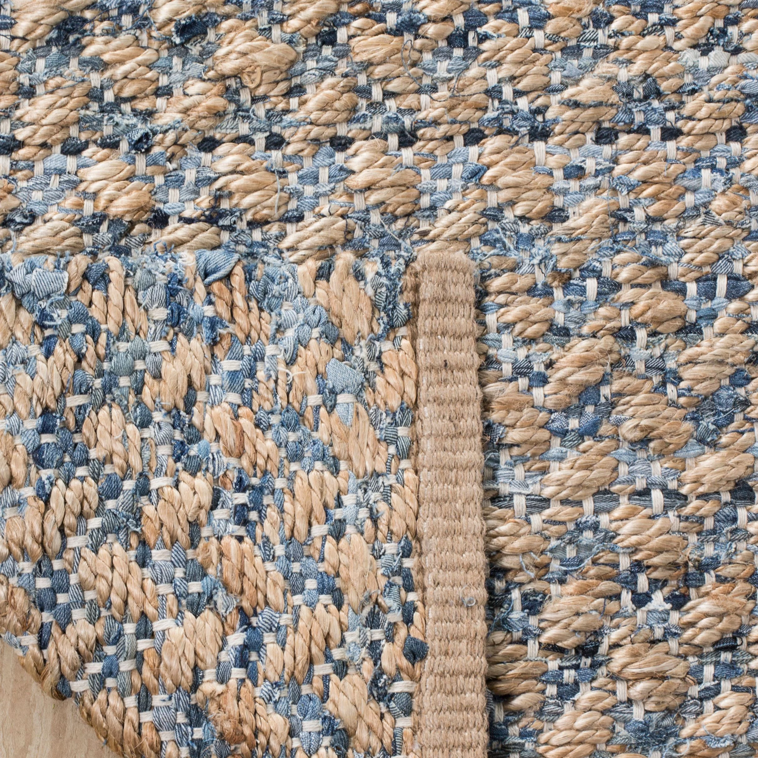 SAFAVIEH Cape Cod Phylliss Geometric Jute Area Rug, 8' x 10', Blue/Natural