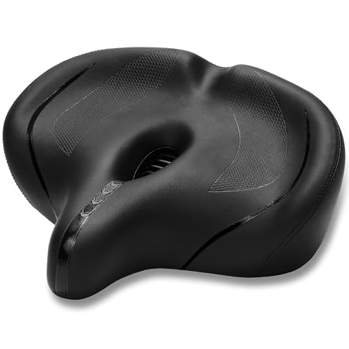 CDYWD Oversized Bike Seat for Men & Women Comfort, Extra Wide Bicycle Seat Cushion, Comfortable Soft Padded, Large Replacement Bike Saddle for Peloton Bike, Stationary Exercise Bike, City Bike, Ebike