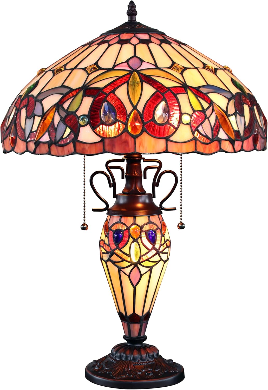 Chloe Lighting SERENITY Tiffany-style Dark Bronze 3 Light Double Lit Table Lamp 16