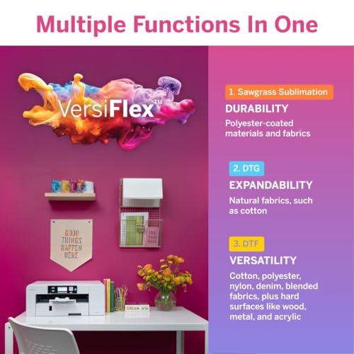 Sawgrass SG500 VersiFlex Printer Bundle, Innovative Inks & Light Heat Transfer Paper Bundle - Soft-Touch Infusible Ink, 8.5x11 Paper - Professional Results on Untreated Fabric and Wood