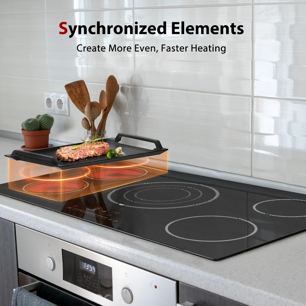 Gasland Chef 36in. 5 Elements Radiant Electric Cooktop in Black with Tri-Ring Element and Bridge Element