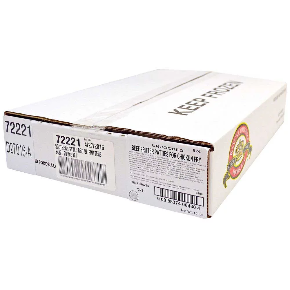 American Foods Group Kings Command Foods Southern Style Raw Breaded Beef, 8 Ounce - 20 per Case.