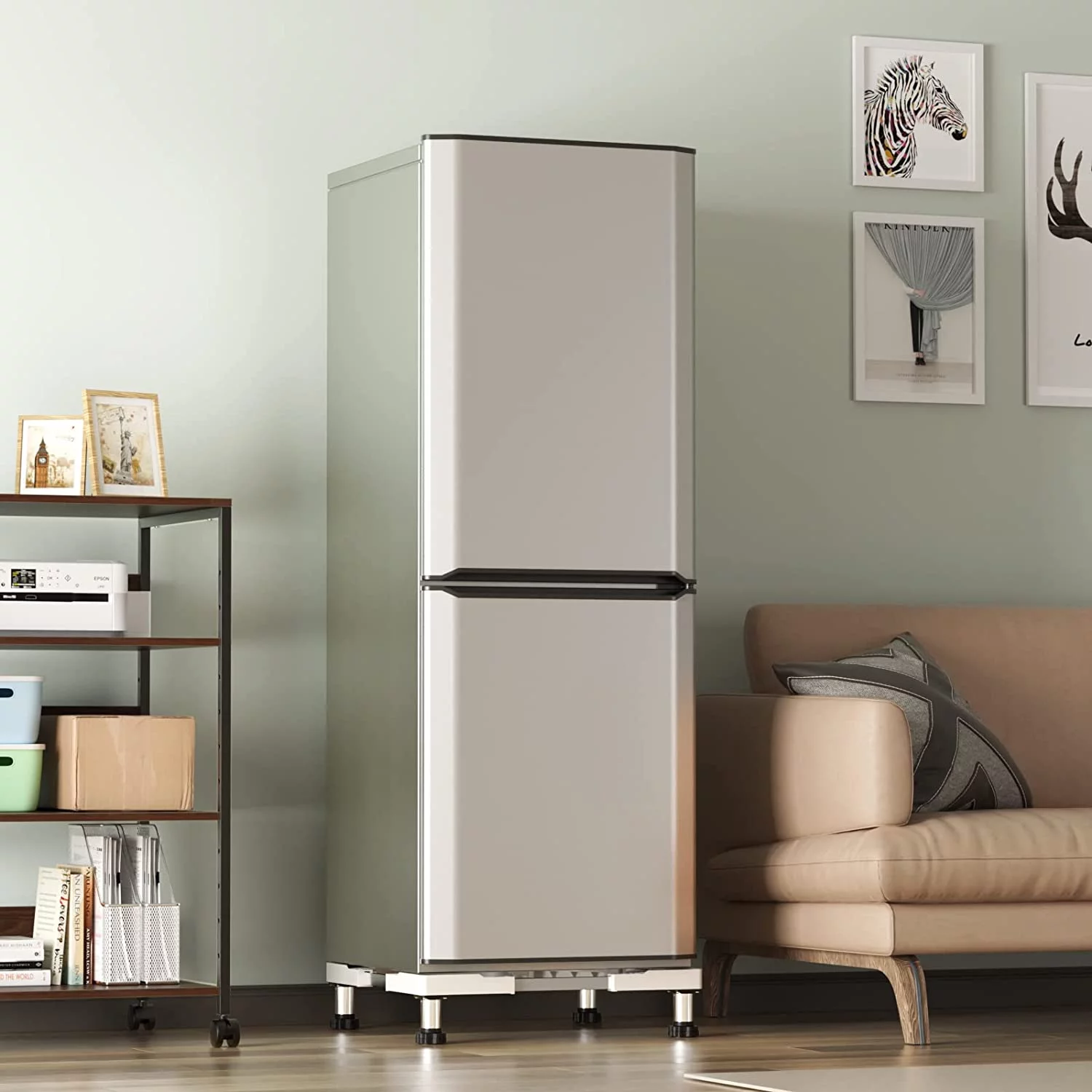 SEISSO Mini Fridge Stand Washer Dryer Stand Base with 4 Heavy Duty Feet Increase 5.1- 6.7inch, Adjustable Multi-functional Base Holder for Refrigerator Washing Machine, Max Load 770 LB (350 KG)