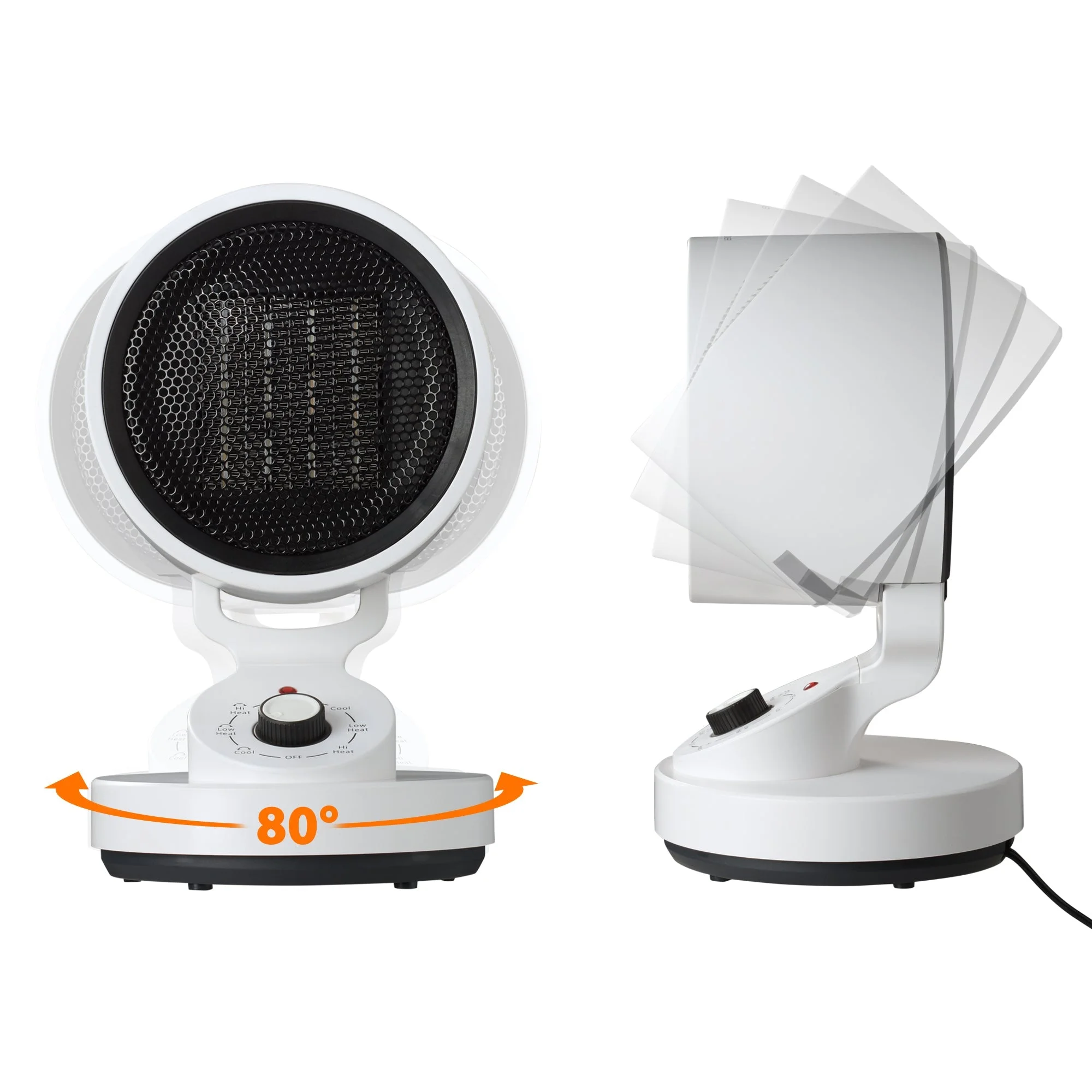 Electric Space Heater Cooling Fan, 2-In-1 Space Warm & Cool Fan, with 3 modes including High Heat (1500W), Low Heat   (900W)