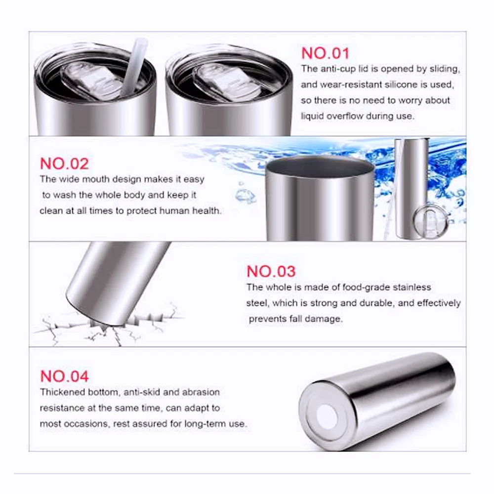 Case of 25 Pack 30oz Skinny Strainght Insulated Tumbler With Lids and Straws, Bulk Travel Mug