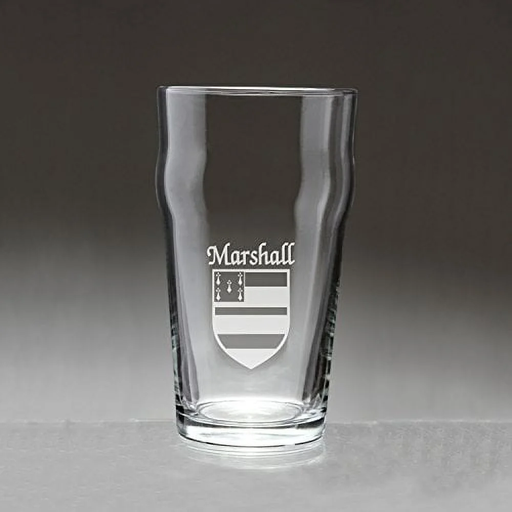 Marshall Irish Coat of Arms Pub Glasses - Set of 4 (Sand Etched)