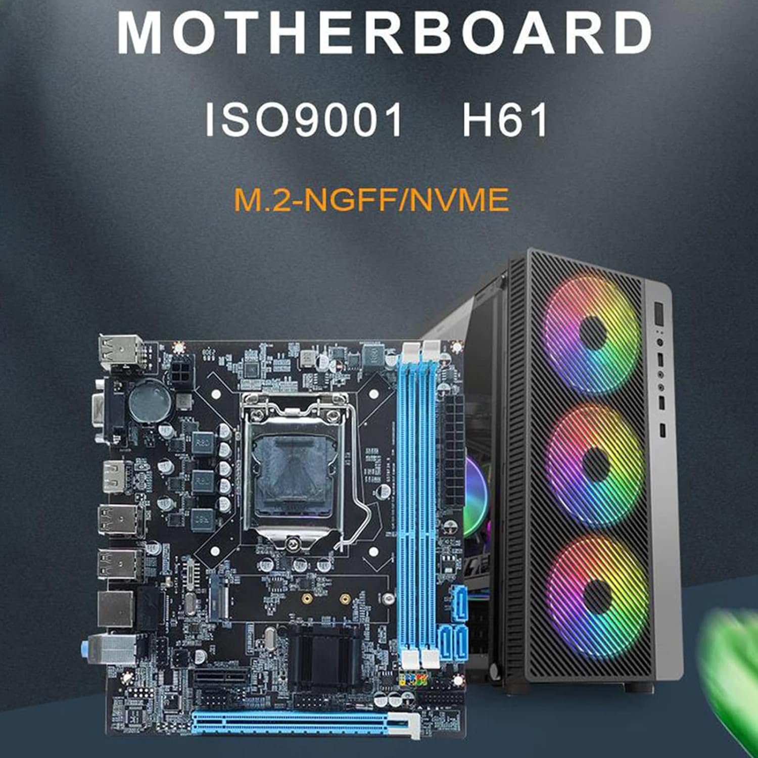 Micro ATX Motherboard, LGA 1155 CPU Slot, Dual Channel DDR3, M.2 NVMe NGFF, HD VGA Output, 3 Phase Power