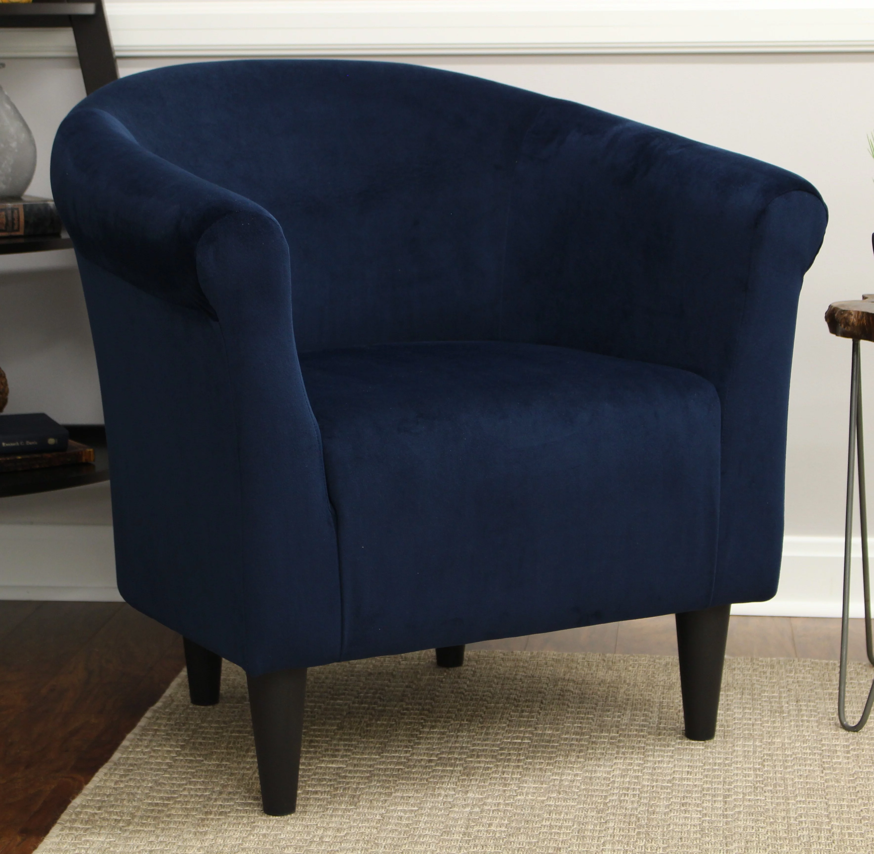 Mainstays Microfiber Bucket Accent Chair, Navy Blue